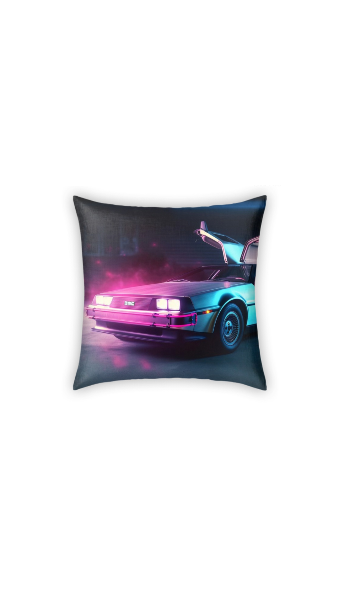 Neon DeLorean Pillow