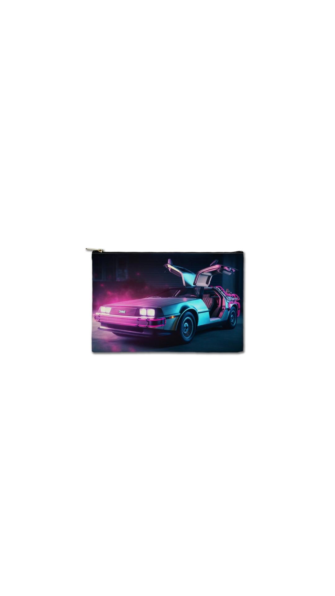 Neon DeLorean Zipper Pouch