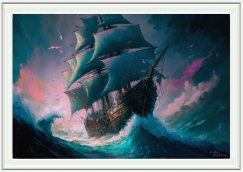 "Blue Ship" Limited Edition Framed Canvas Print