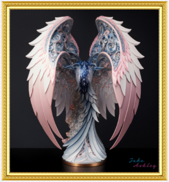 "Ornate Porcelain Cherubim Wings" Limited Edition Framed Canvas Print