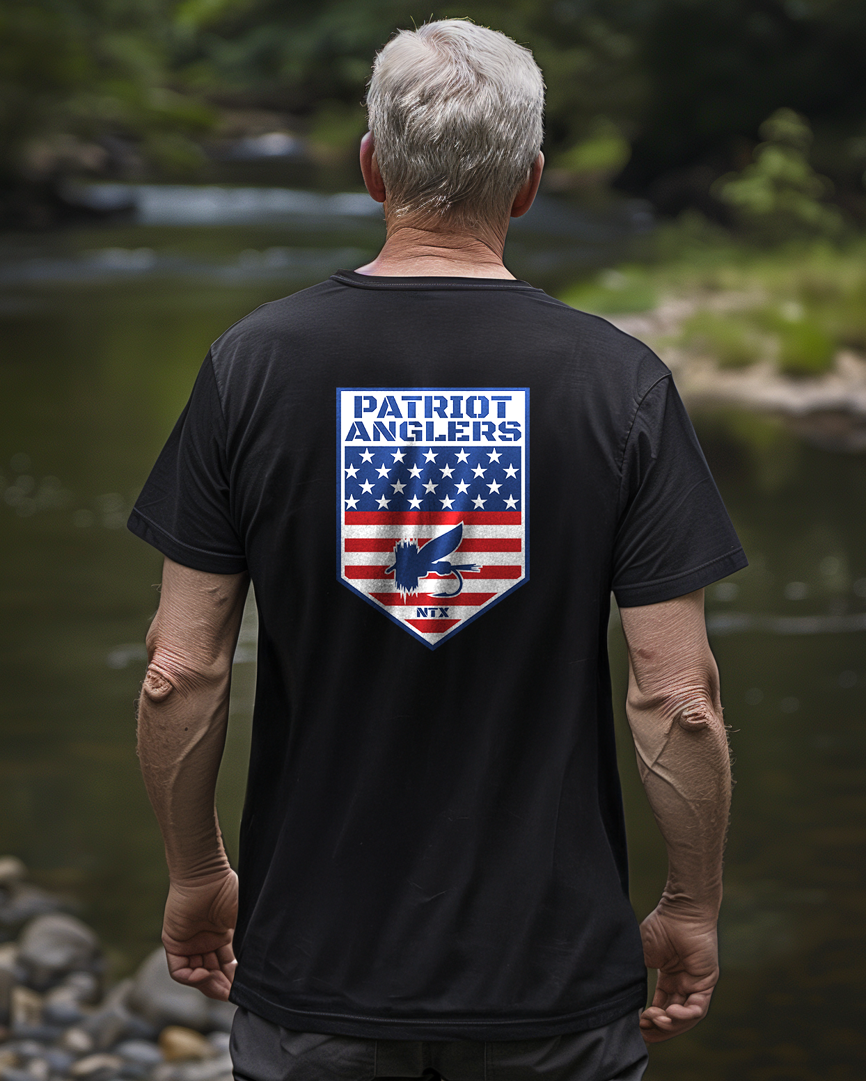Patriot Anglers Steady Minds Fishing Shirt Support Veterans Back Black