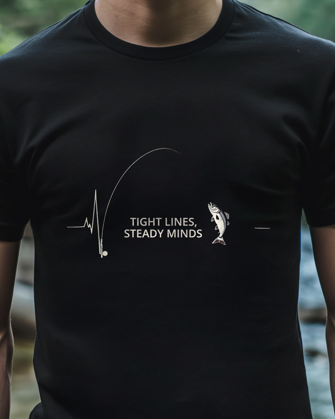 Patriot Anglers Steady Minds Fishing Shirt Support Veterans Front Black