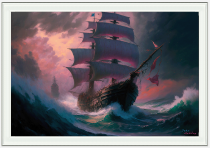 "Pink Ship" Limited Edition Framed Canvas Print