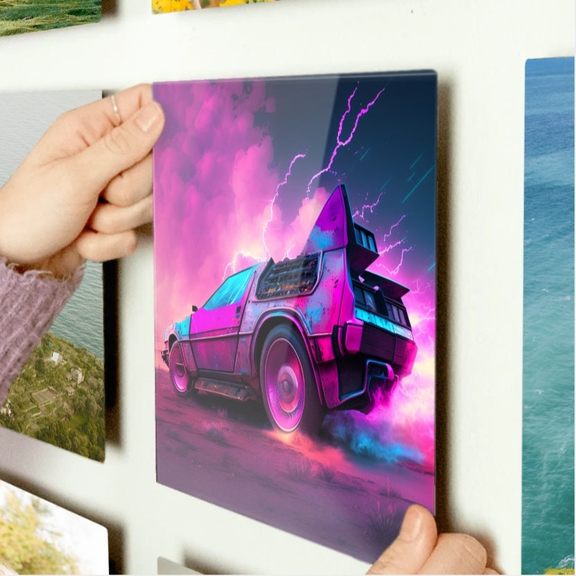 "DeLorean" Glass Photo Tile