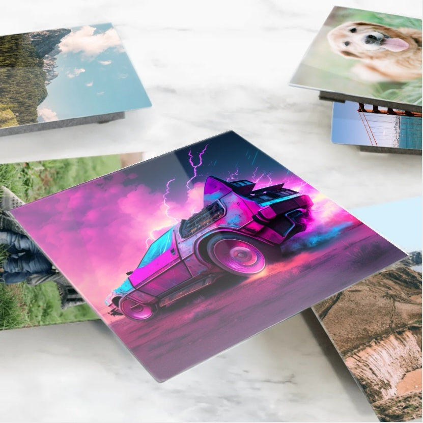 "DeLorean" Glass Photo Tile