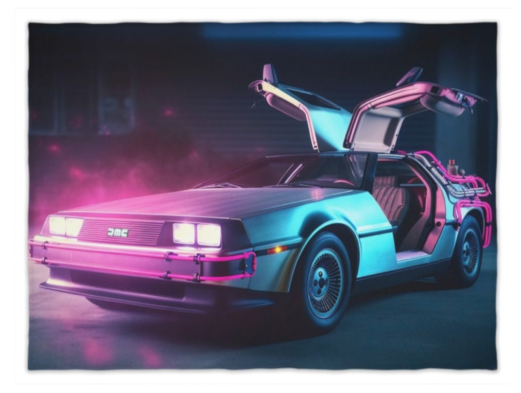 Neon DeLorean Luxe Sherpa Fleece