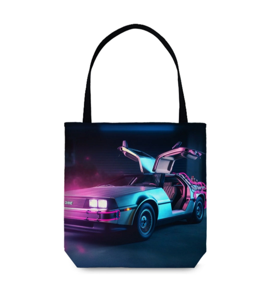 Neon DeLorean Tote
