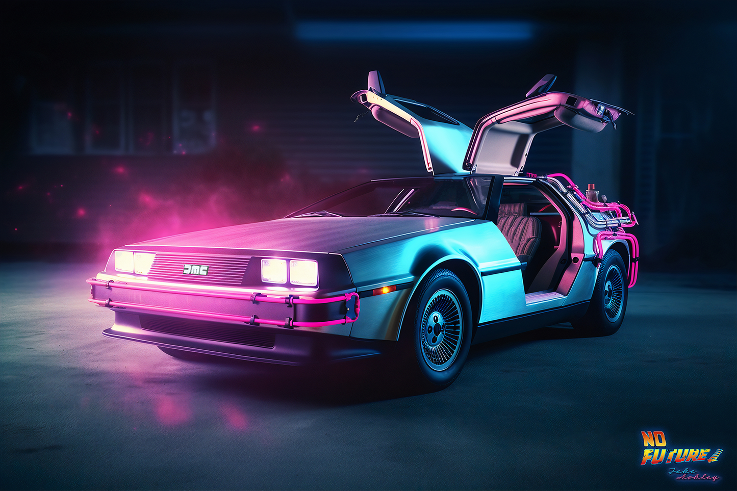 Neon DeLorean Poster 24"x36"