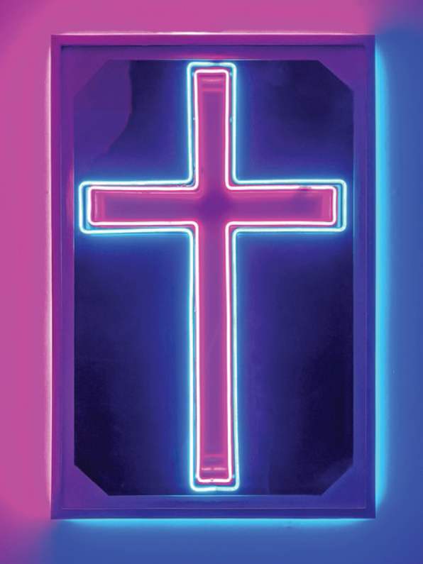 Veiled Neon Cross by Jake Ashley featuring hidden neon cross with infinity effect