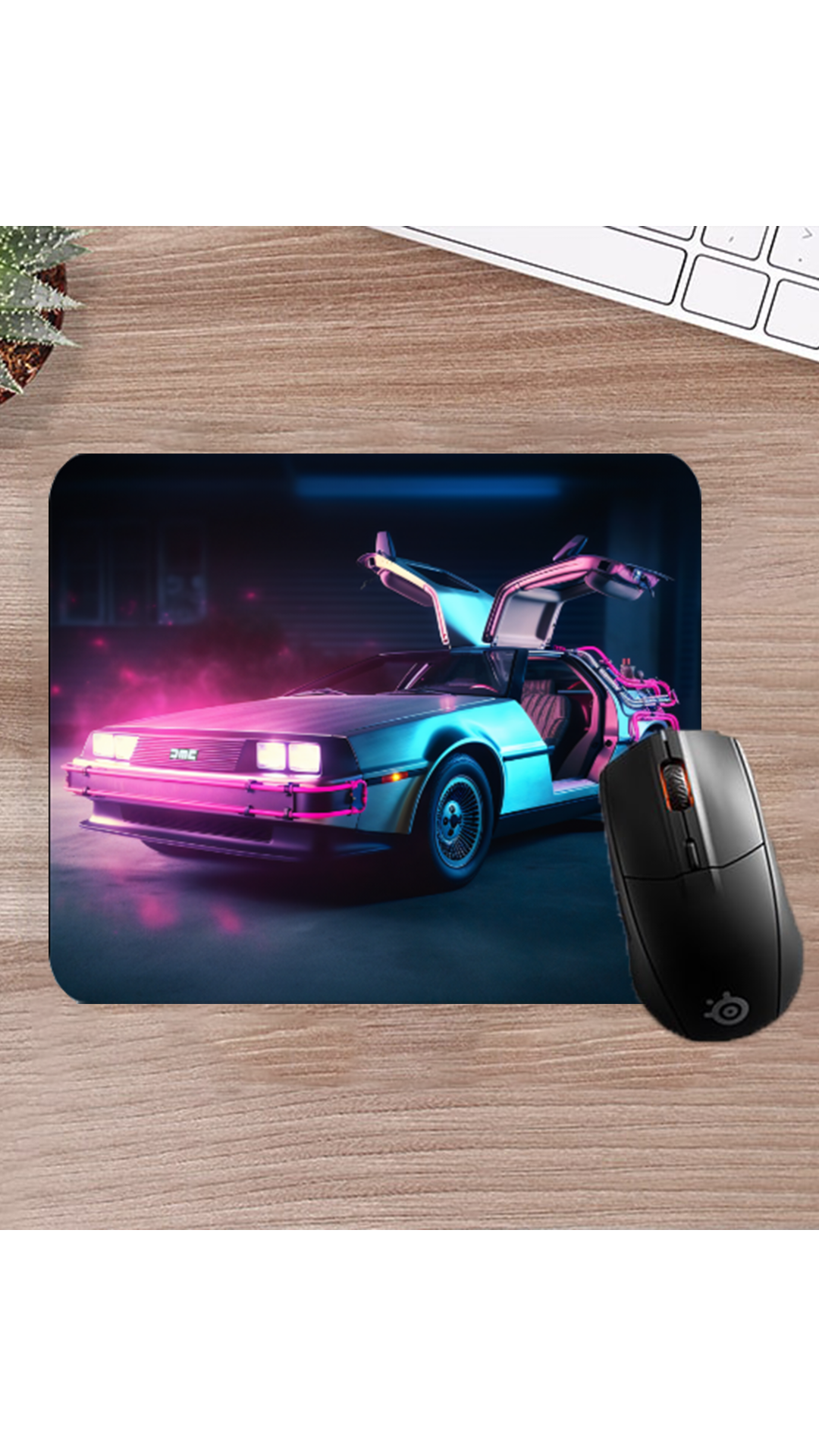 Neon DeLorean Mousepad