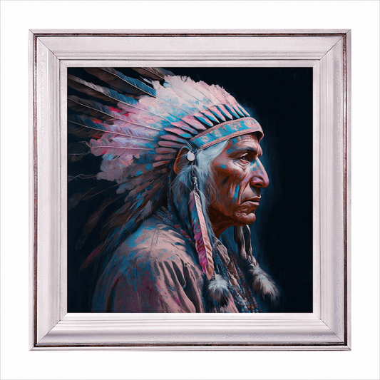 "Old Chief" Original Custom Framed by artist.
