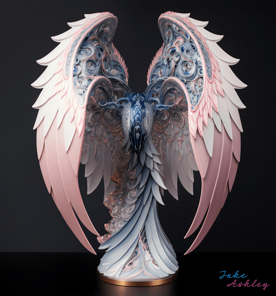 "Ornate Porcelain Cherubim Wings" Original