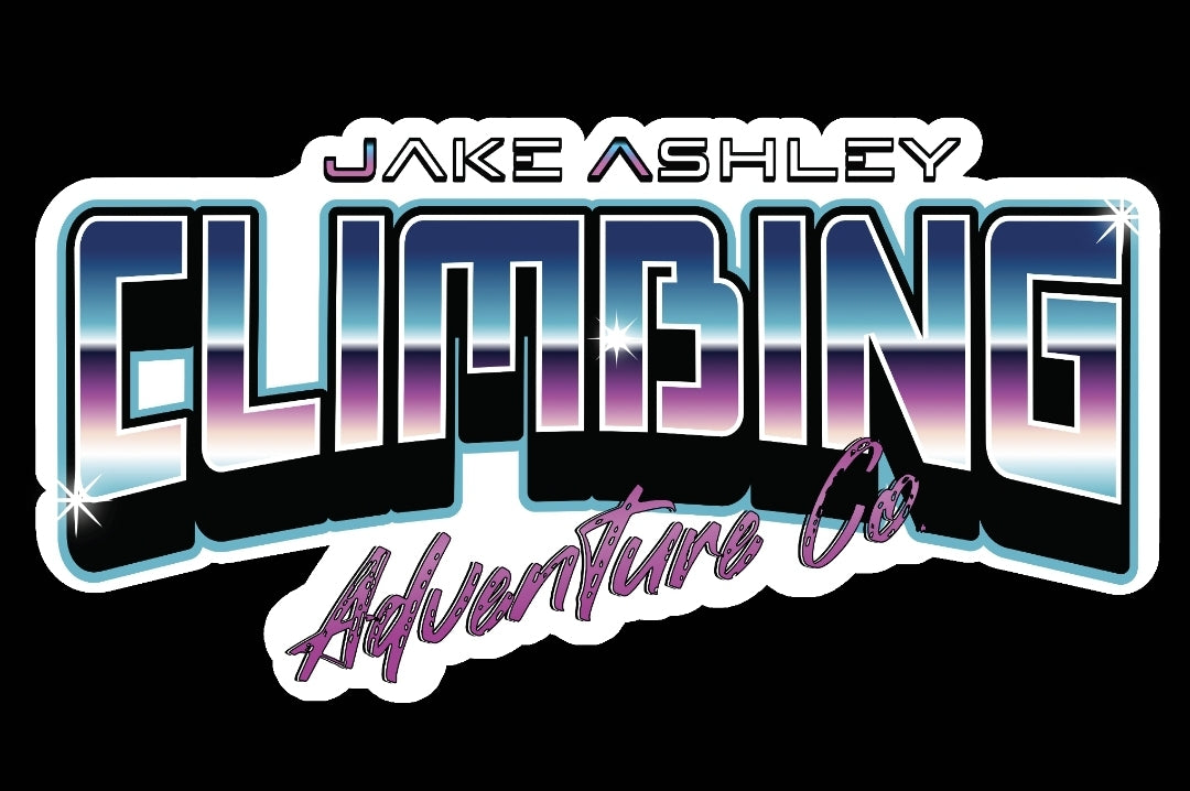 "Chrome Adventures" Holographic Rock Climbing Sticker by Jake Ashley