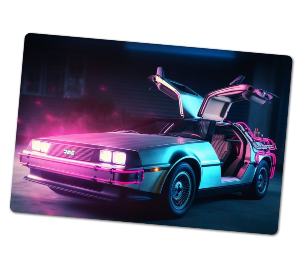 Neon DeLorean 4"x6" Photo Magnet