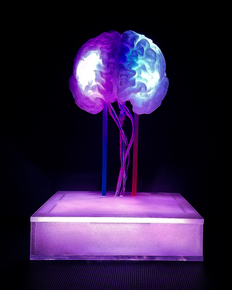 BrainStorm by Jake Ashley – 2019 mixed media sculpture with LED lighting