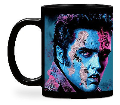 Jake Ashley's Elvis Un.Dead Mug featuring a zombified depiction of Elvis Presley