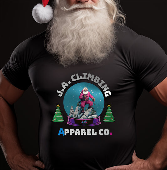 snowglobe-santa-rock-climbing-shirt