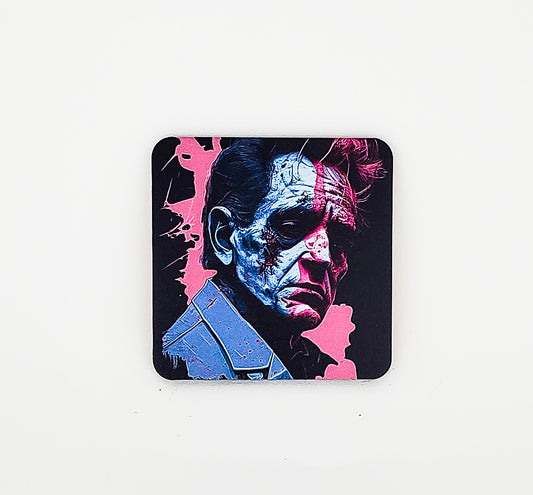 Jake Ashley's Johnny Cash Un.Dead Coaster featuring a zombified depiction of Johnny Cash