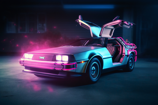 Neon DeLorean Signed 12"x18" Print