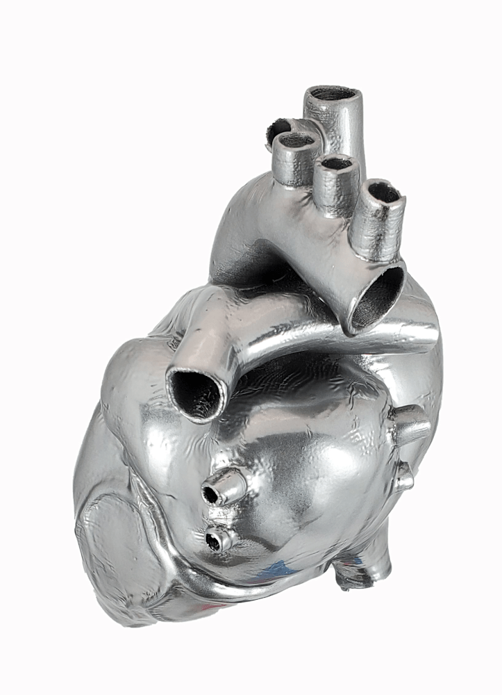 Tin Man's Heart sculpture by Jake Ashley – chromed mixed media artwork with mirror finish